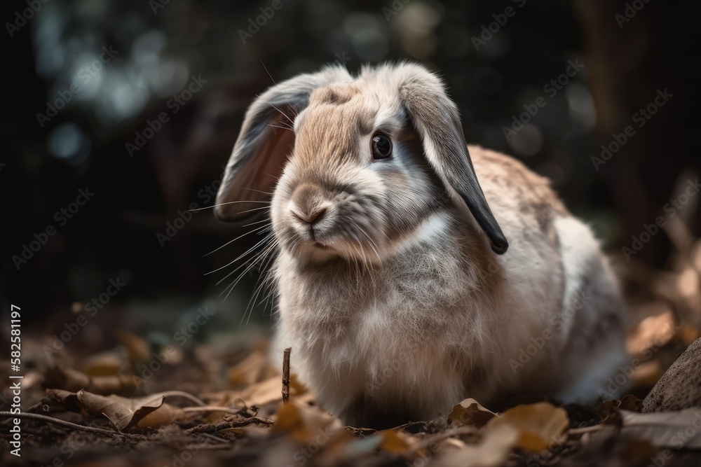 Holland Lops rabbit is adorable and sweet. Generative AI