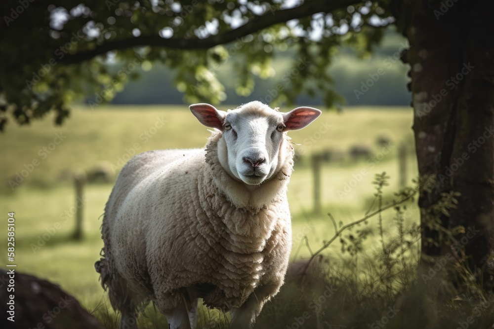 A picture of a sheep in an open area. Generative AI