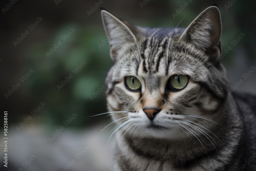 a serious looking striped cat. Generative AI