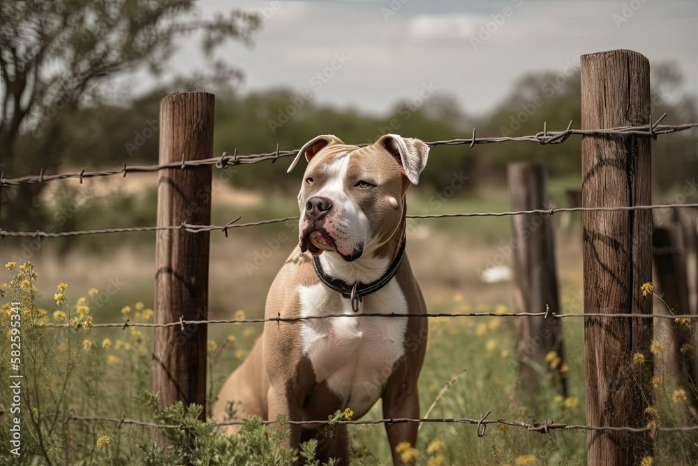 Standing dog park barrier for pit bulls. Generative AI