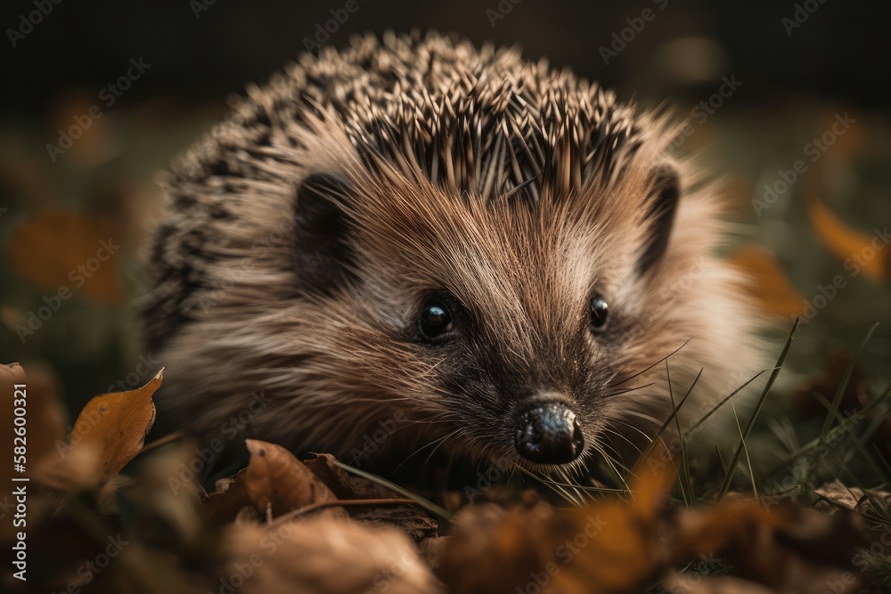 Hedgehog scurrying through the grass. Generative AI