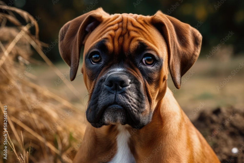 A nice brown boxer puppy photo. Generative AI