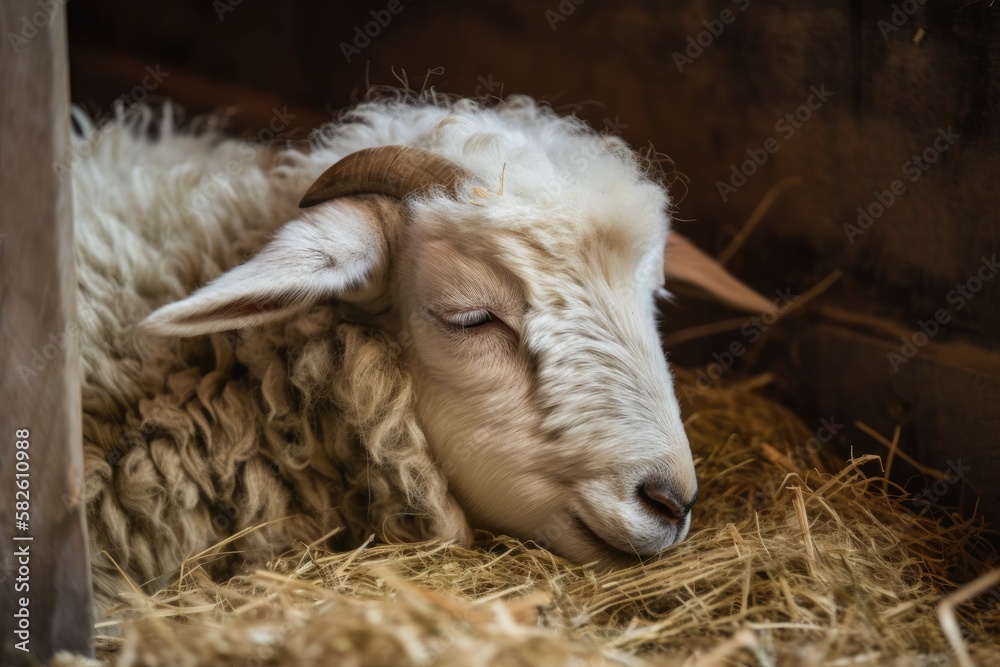 In the stable, the goat snoozes. Generative AI