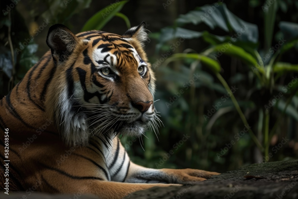 Picture of a Malayan Tiger (Panthera Tigris Tigris) Resting in Zoo Negara, Kuala Lumpur, Malaysia, 9