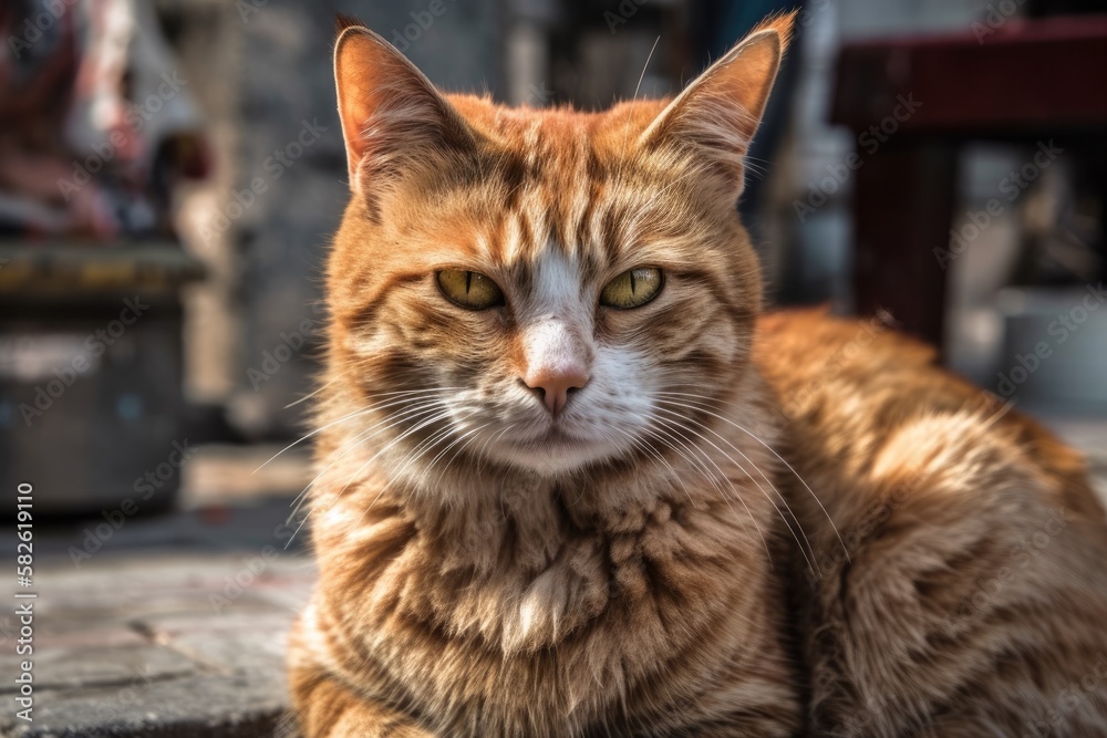 Cute street cat in Istanbul, Turkeys Eyup neighborhood. Generative AI