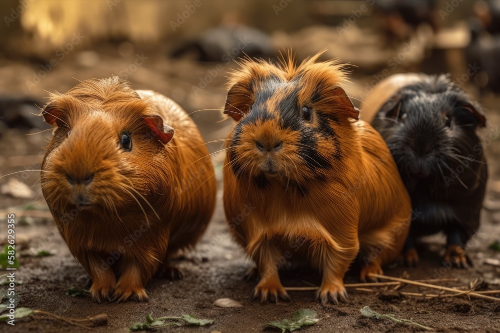 Farm with guinea pigs. Generative AI