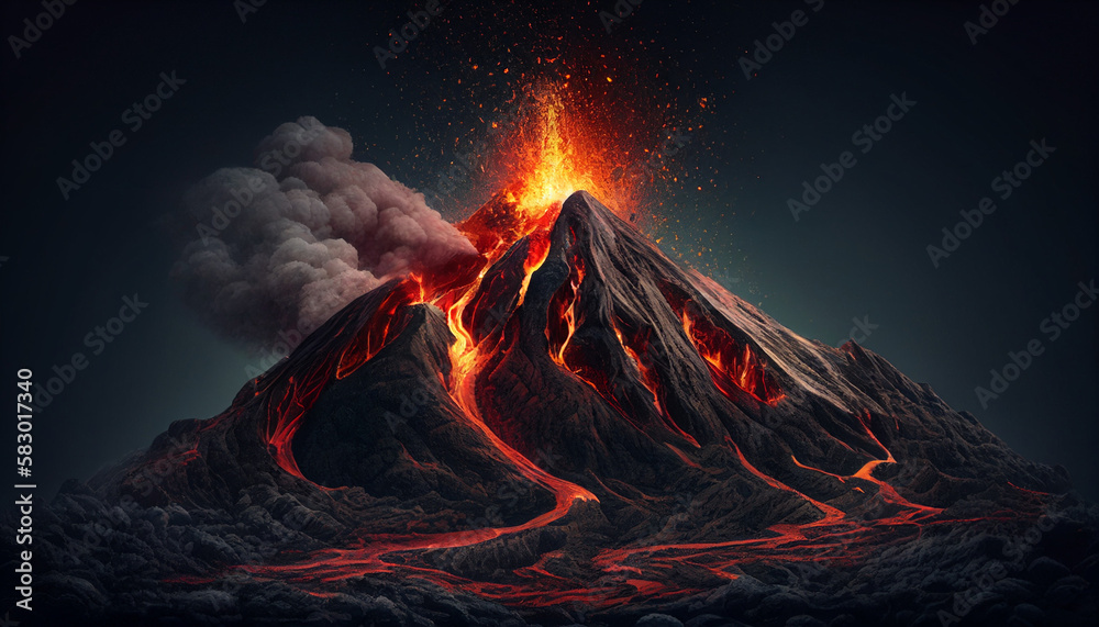 AI generates illustrations volcanic eruption