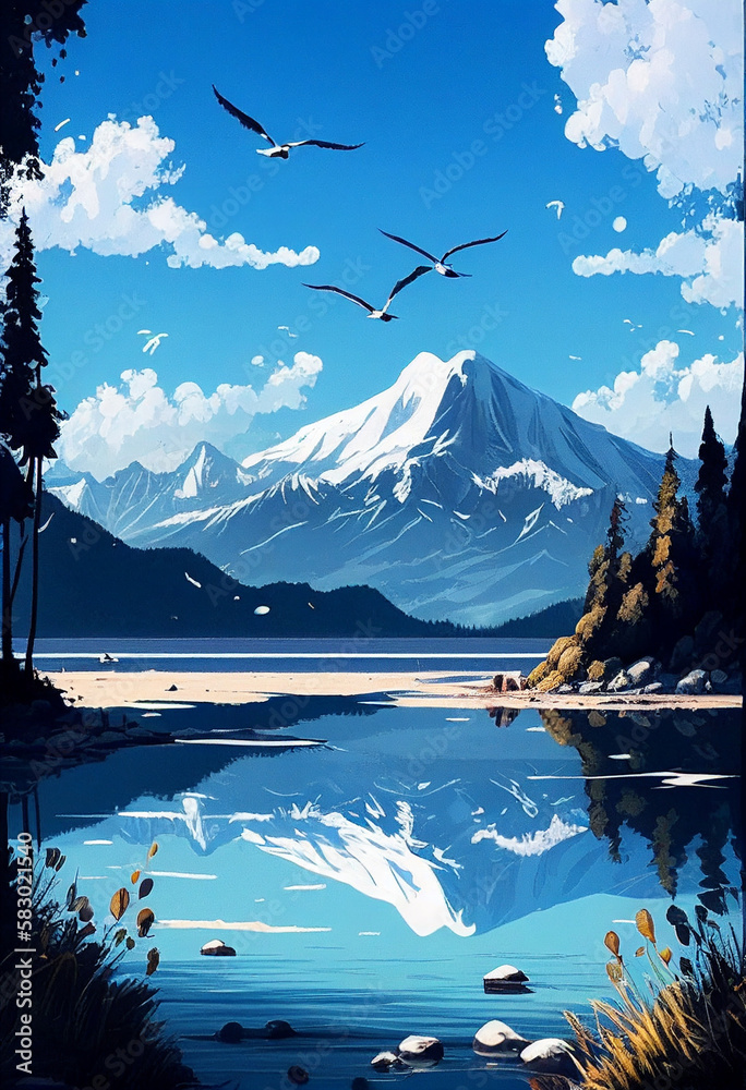 AI generates illustrations fantastic landscape