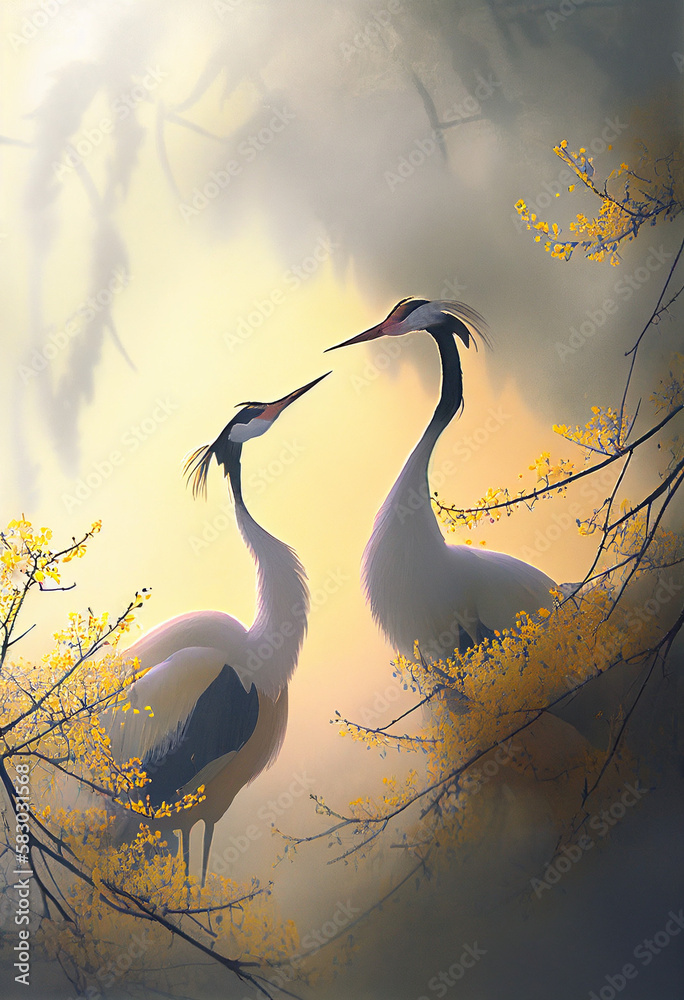 AI generated illustrations cranes