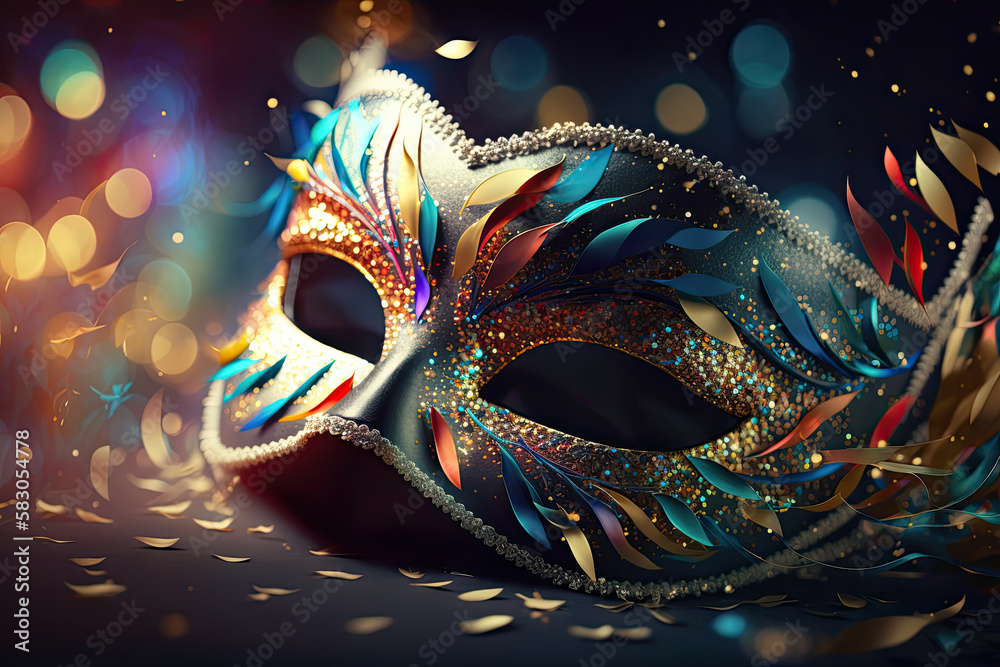 Carnival - Venetian Mask Party - Masquerade Disguise. Illustration AI Generative