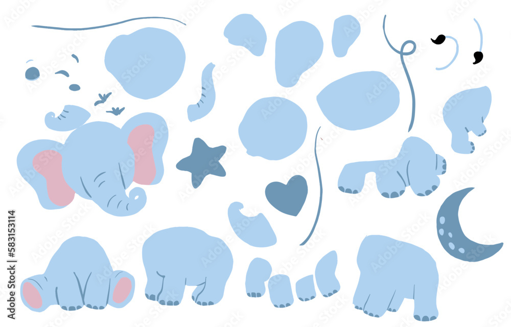 part of elephant object for kid and baby element