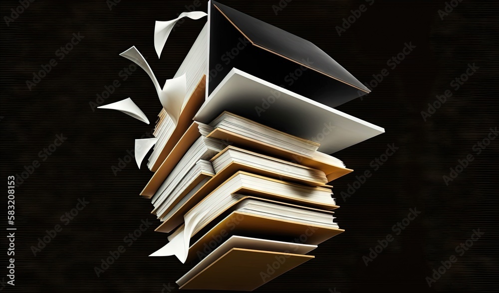  a stack of books sitting on top of each other on top of a black background with a black background 