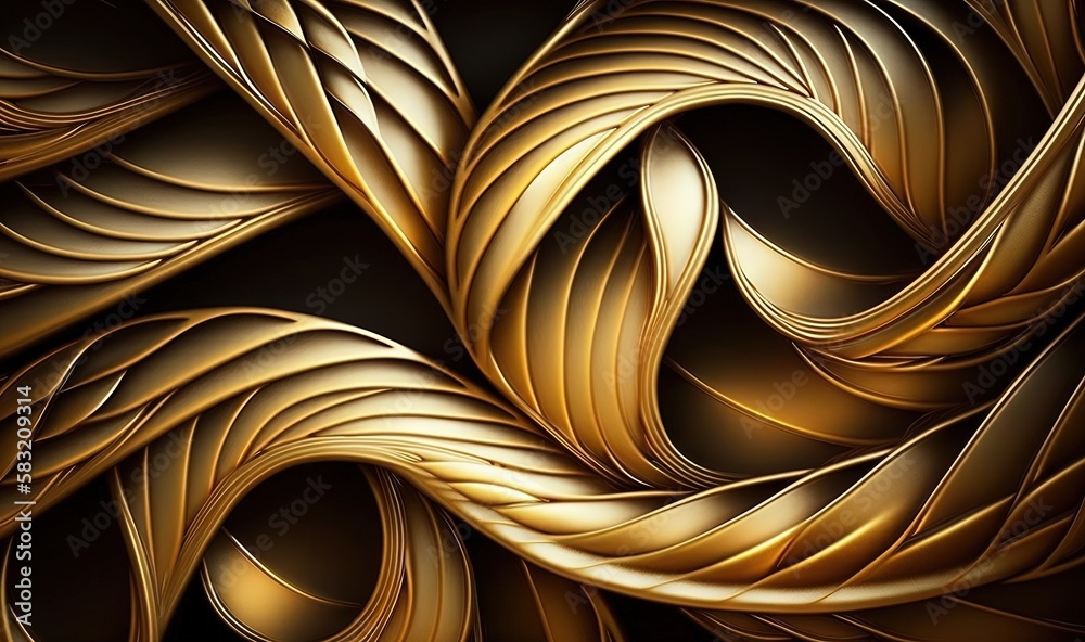  a golden abstract background with wavy lines and curves on a black background photo of a computer g