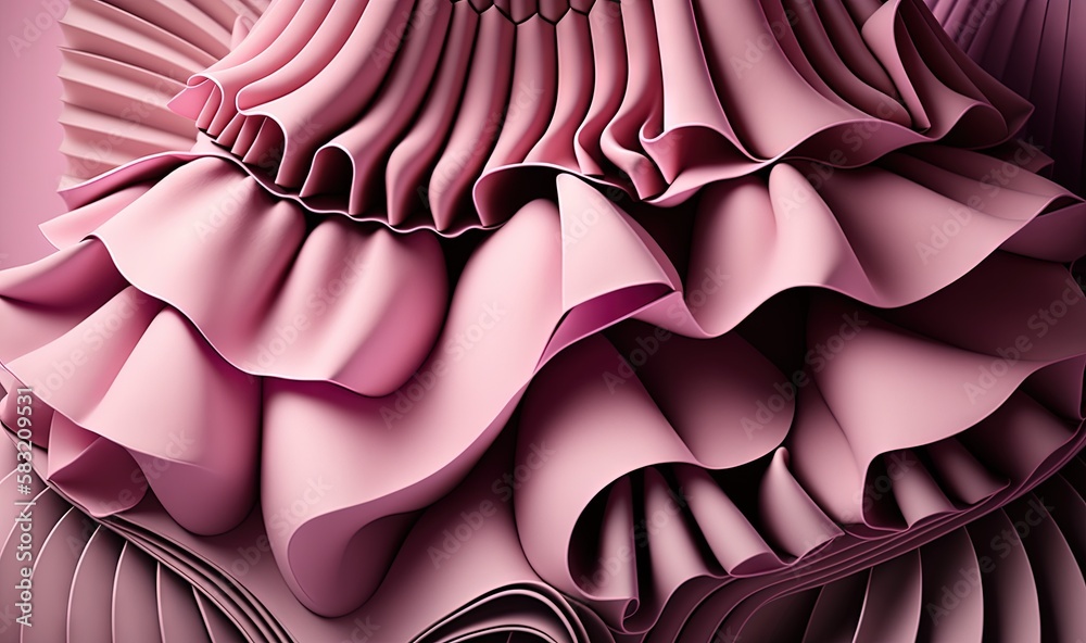  a digital painting of a pink dress with ruffles on the bottom of the skirt and bottom of the skirt 