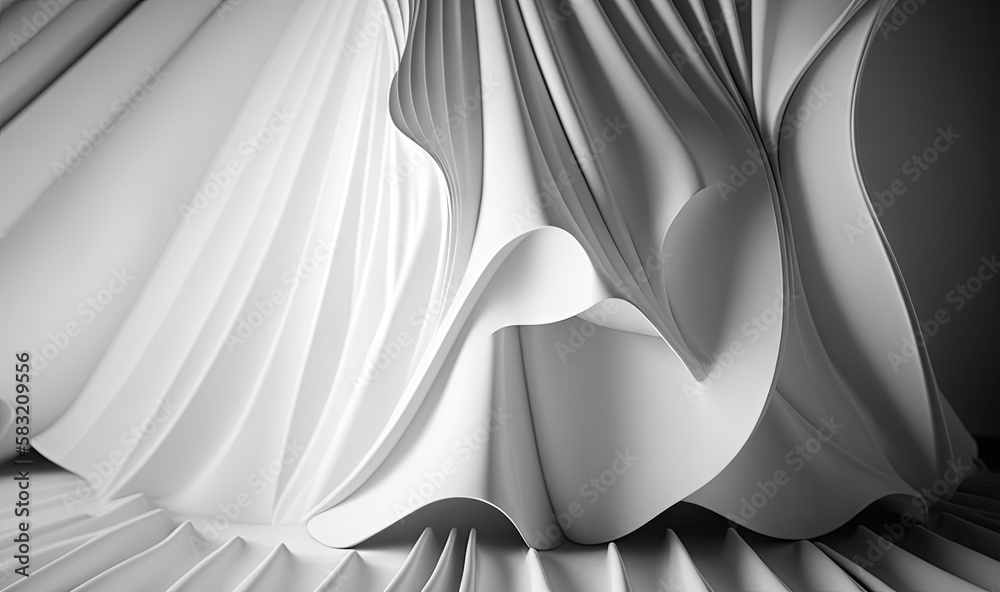  a black and white photo of a draped curtain with a heart shaped object in the center of the image, 