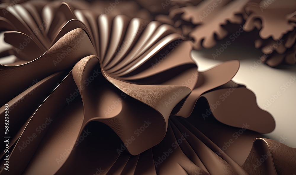  a close up of a chocolate colored object with a wavy design on the top of the object and the bottom