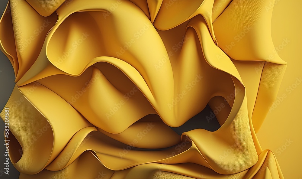  a yellow fabric is draped over a gray background with a black background and a yellow background wi