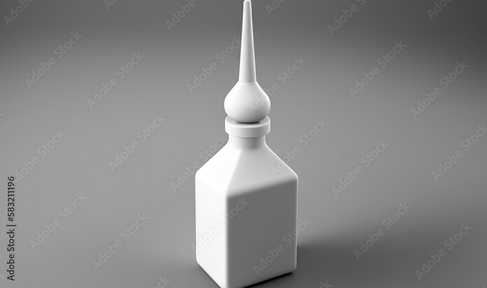  a white bottle with a white top on a gray background with a white cap on the top of the bottle and 