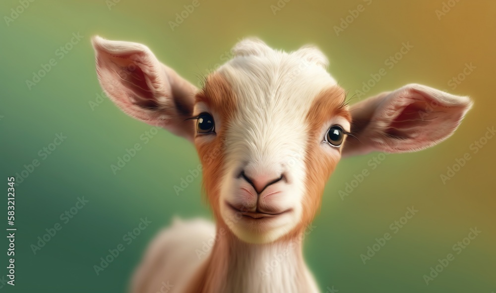  a close up of a goats face with a blurry background behind it and a blurry background behind the g