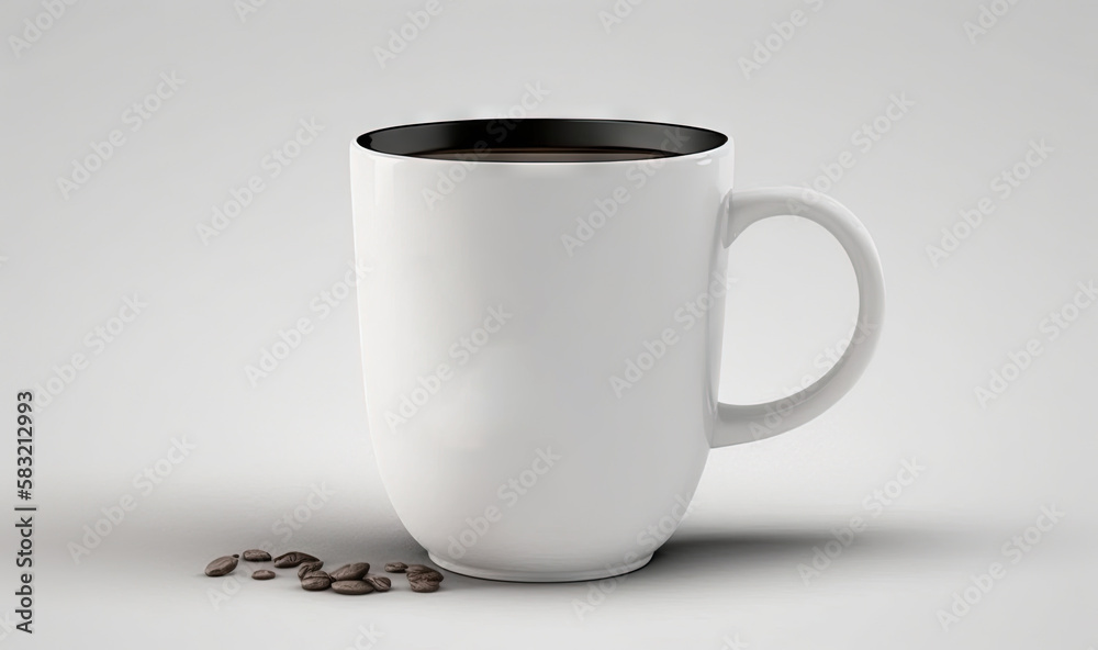  a coffee mug with coffee beans on the side and a quote on the inside of the cup that says coffee pa