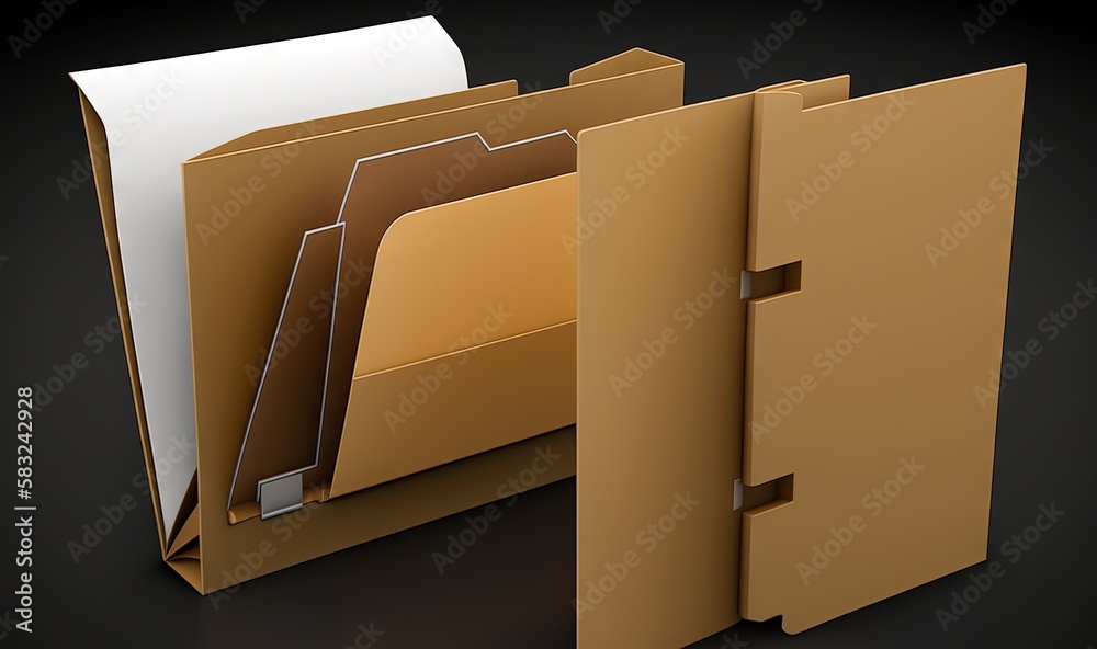  a brown folder with a file of folders in it and a folder with a file of folders in front of it, on 