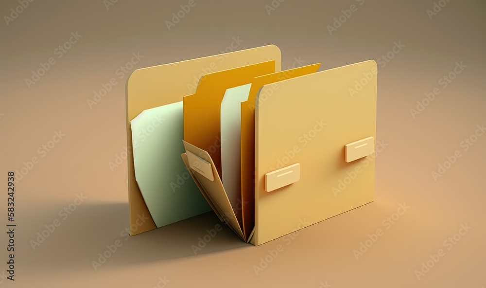  a folder with a file of folders in it on a brown surface with a light brown back ground and a light