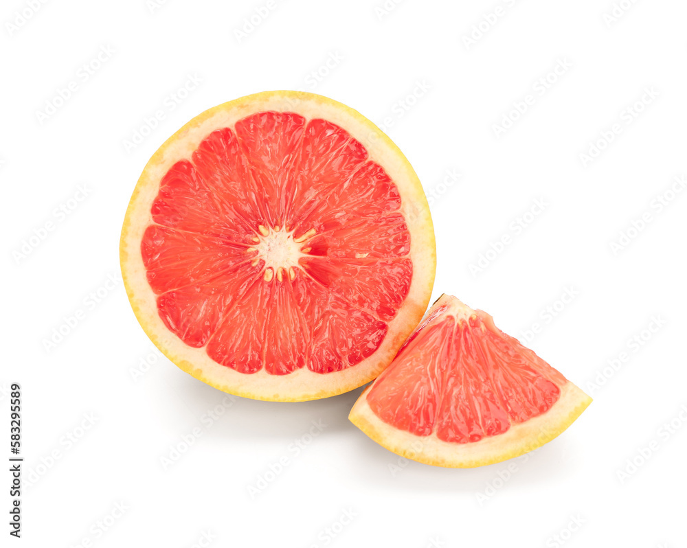 Juicy grapefruit on white background