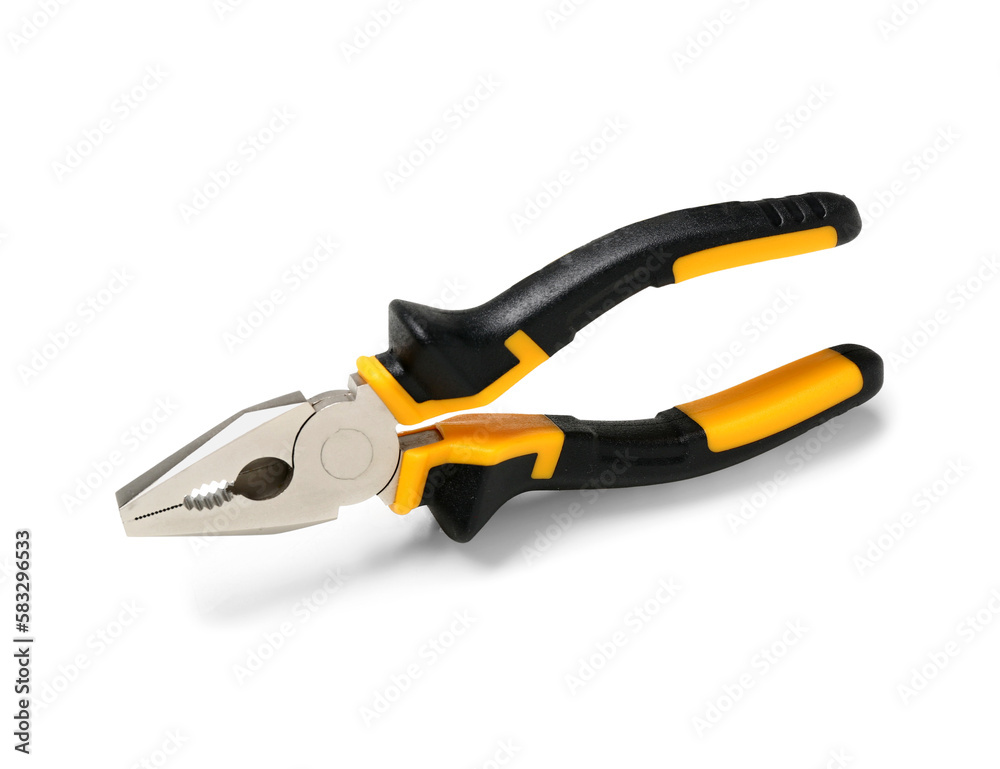 Orange pliers isolated on white background