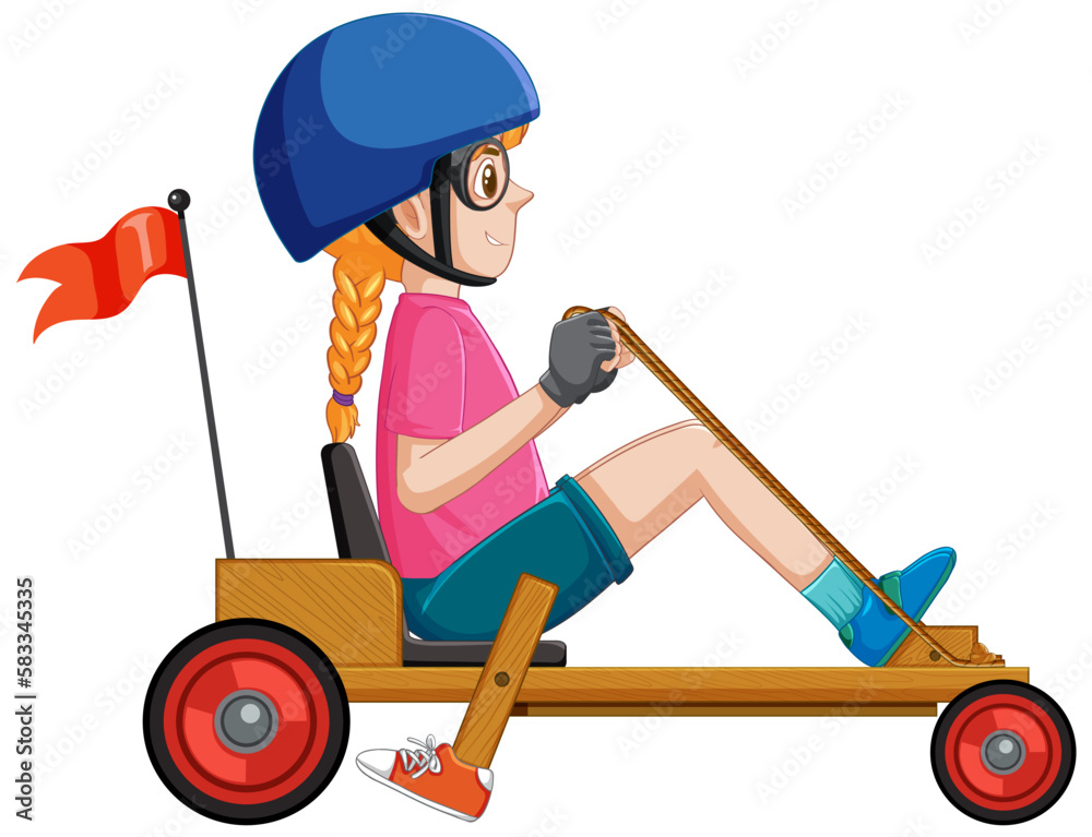 Girl driving Billy cart