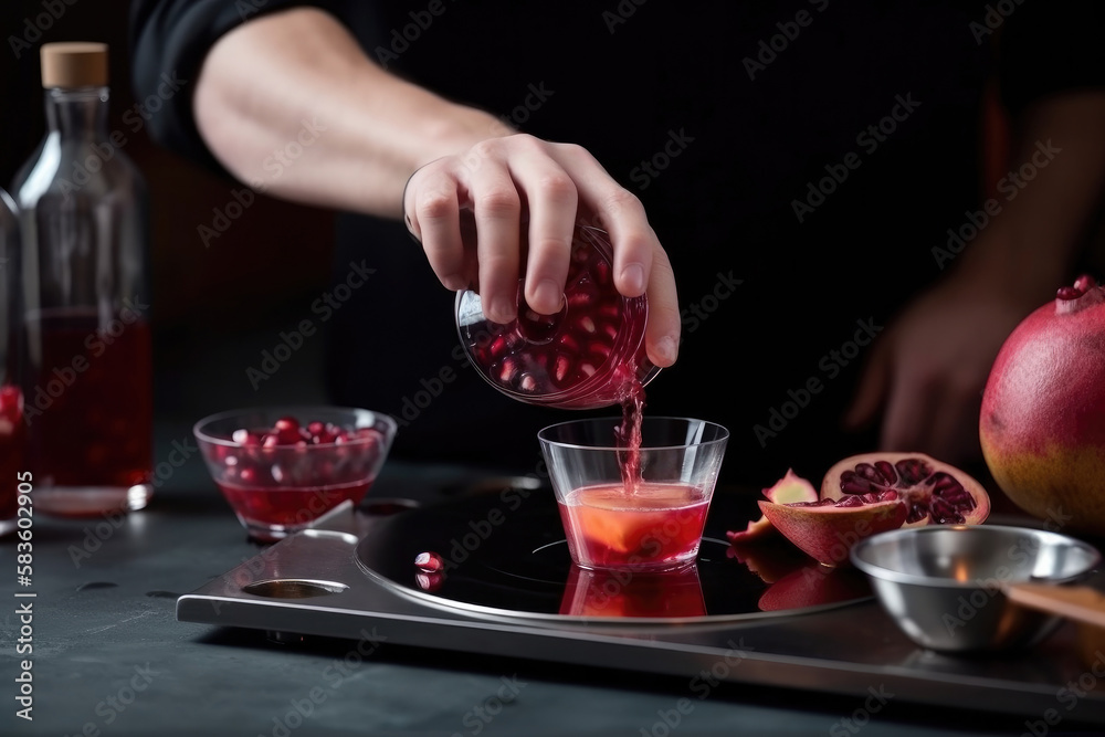 Alcohol Cocktail Preparing. Illustration AI Generative.