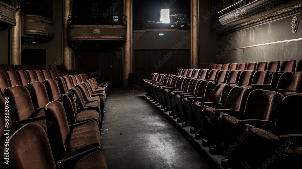 Empty Theatre Stage. Illustration AI Generative.