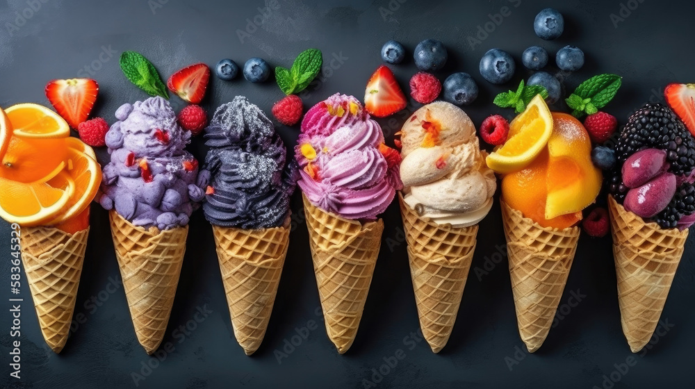 Tasty Sweet Ice Cream. Illustration AI Generative