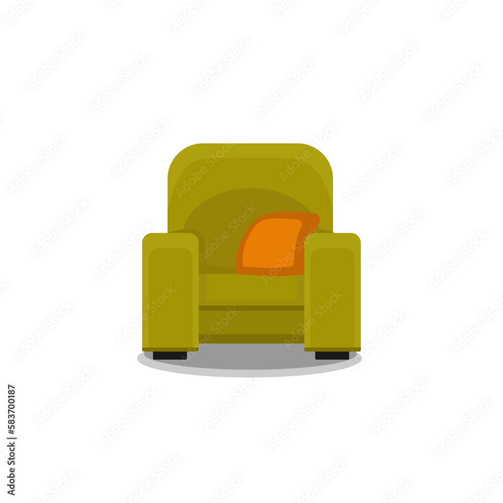 Green armchair on white background