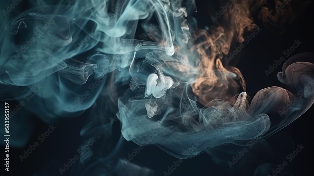 Dramatic vortex of clouds or smoke background. Vapor swirls. Generative AI