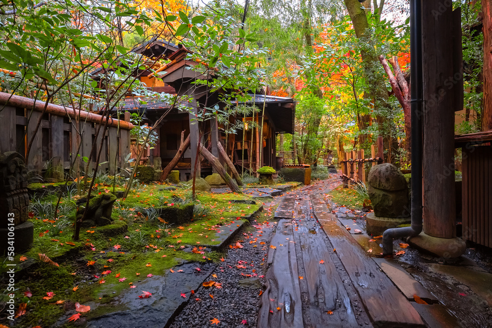 Kumamoto, Japan - Nov 23 2022: Kurokawa Onsen is one of Japans most attractive hot spring towns. Th