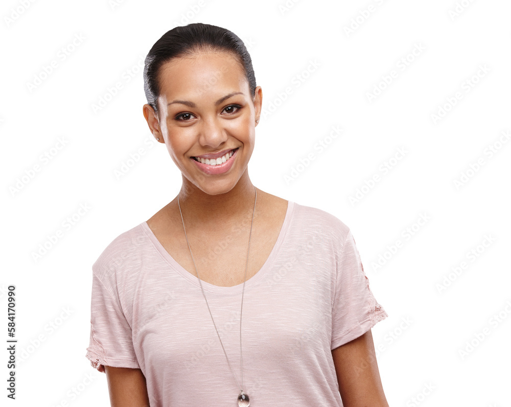 Happy woman, smile and teeth in happiness on an isolated and transparent png background Portrait of 