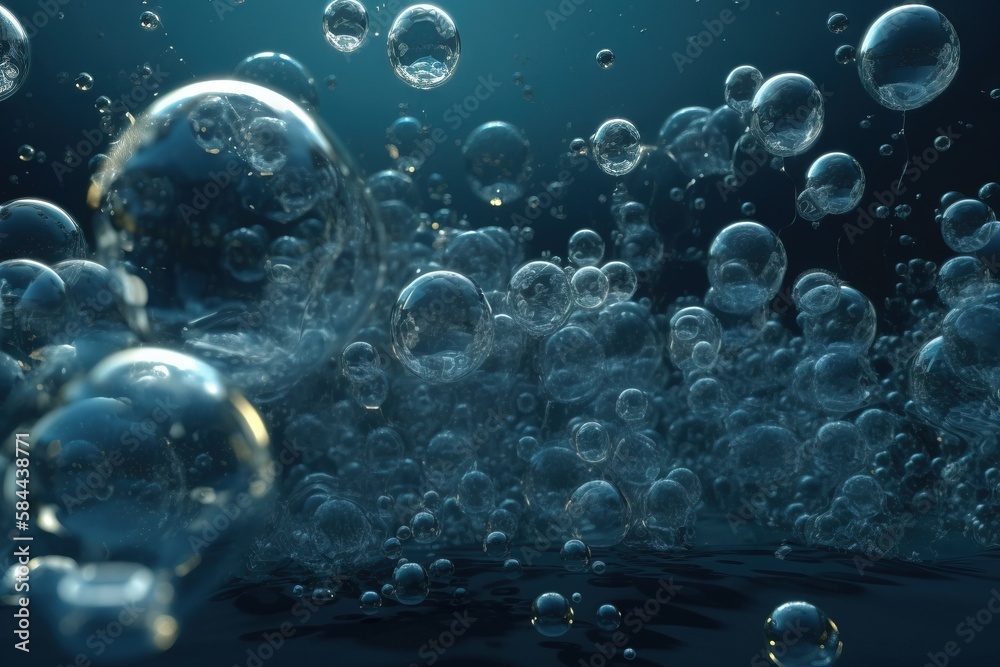  a lot of bubbles floating in the air on a blue background with a black background and a blue backgr