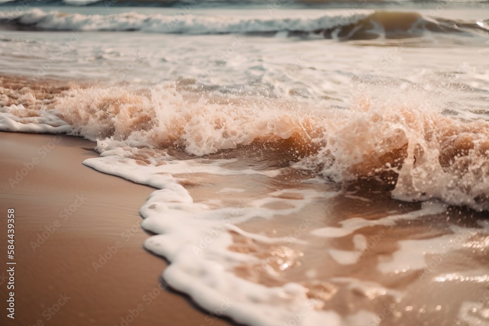  a close up of a wave on a beach near the oceans shore and the oceans foamy waves coming in from t