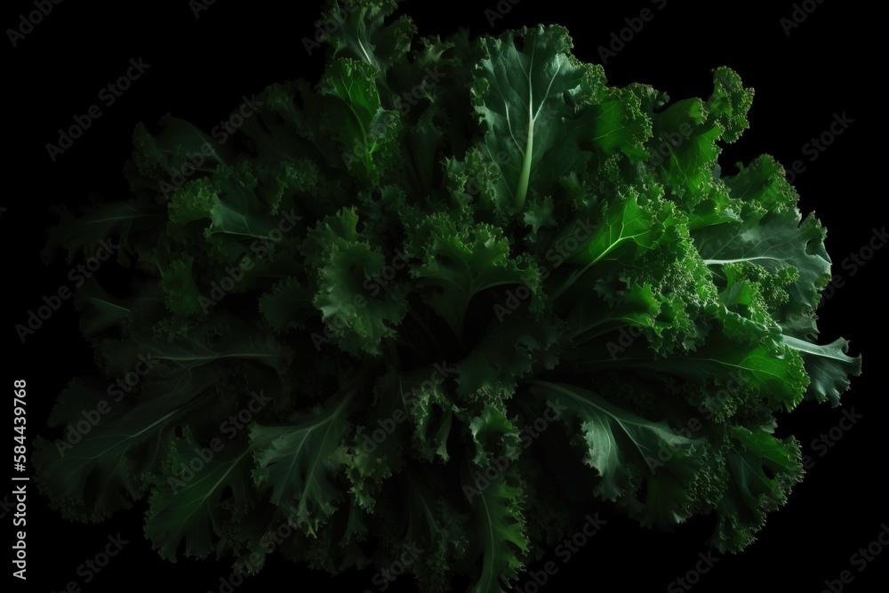  a close up of a bunch of green leafy vegetables on a black background with a black background behin