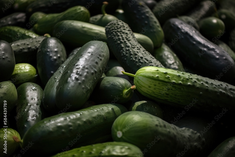  a pile of cucumbers sitting next to each other on top of each other in a pile on a table with other