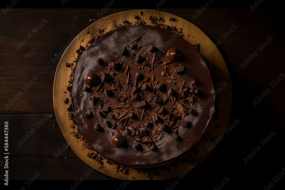 Chocolate pie. Illustration AI Generative