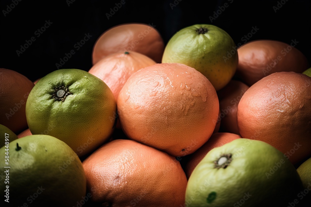  a pile of oranges and limes sitting next to each other on a black background with a black backgroun