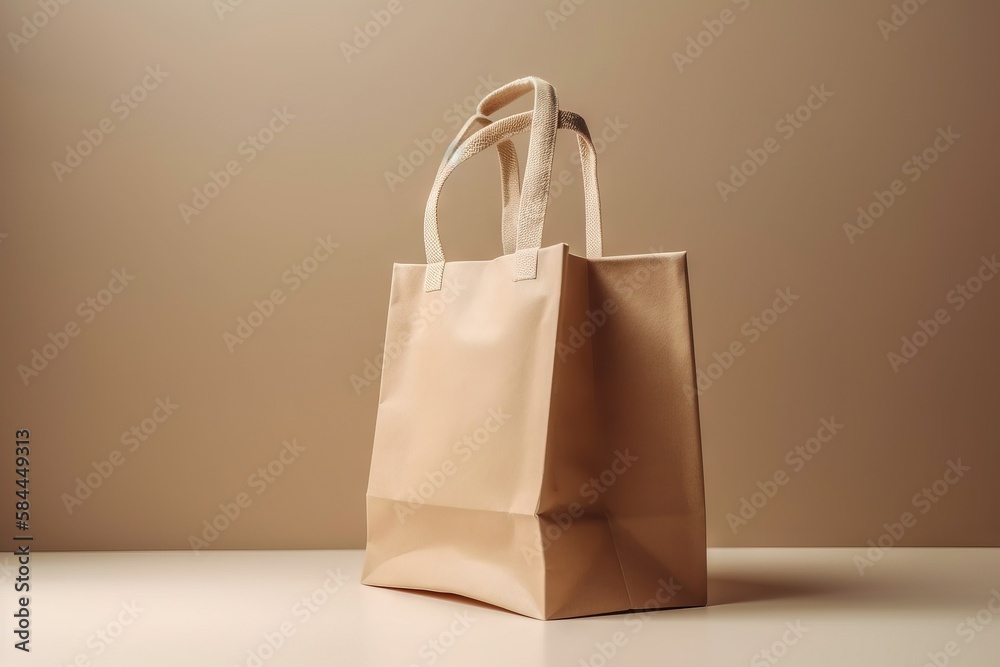  a brown bag sitting on top of a white counter top next to a brown wall with a white handle and a wh