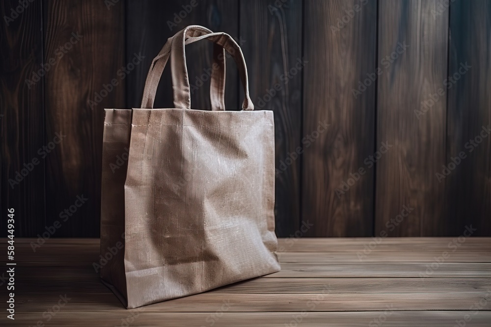  a brown bag sitting on top of a wooden floor next to a wooden wall and a wooden floor with a wooden