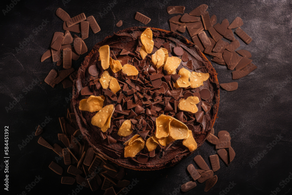 Chocolate pie. Illustration AI Generative