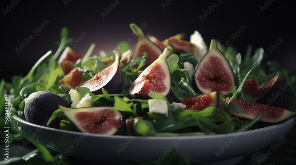 Healthy fig salad. Illustration AI Generative