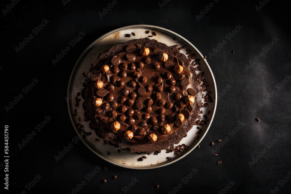 Chocolate pie. Illustration AI Generative