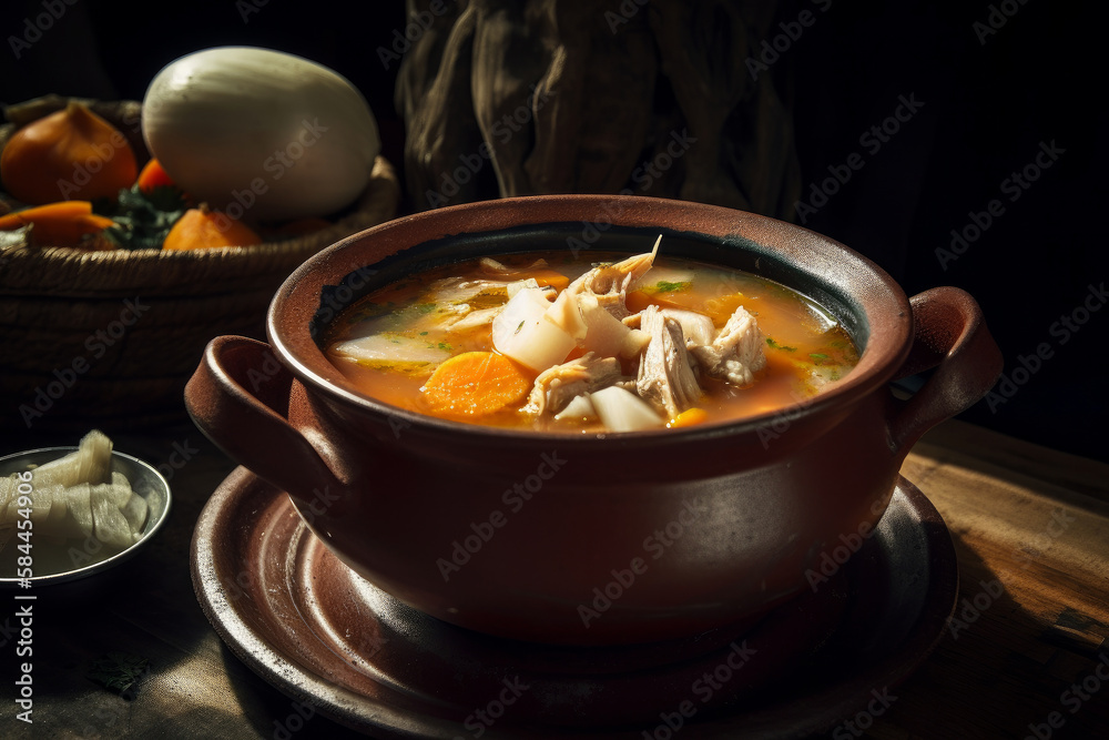 Colombian traditional tripe soup Illustration AI Generative.