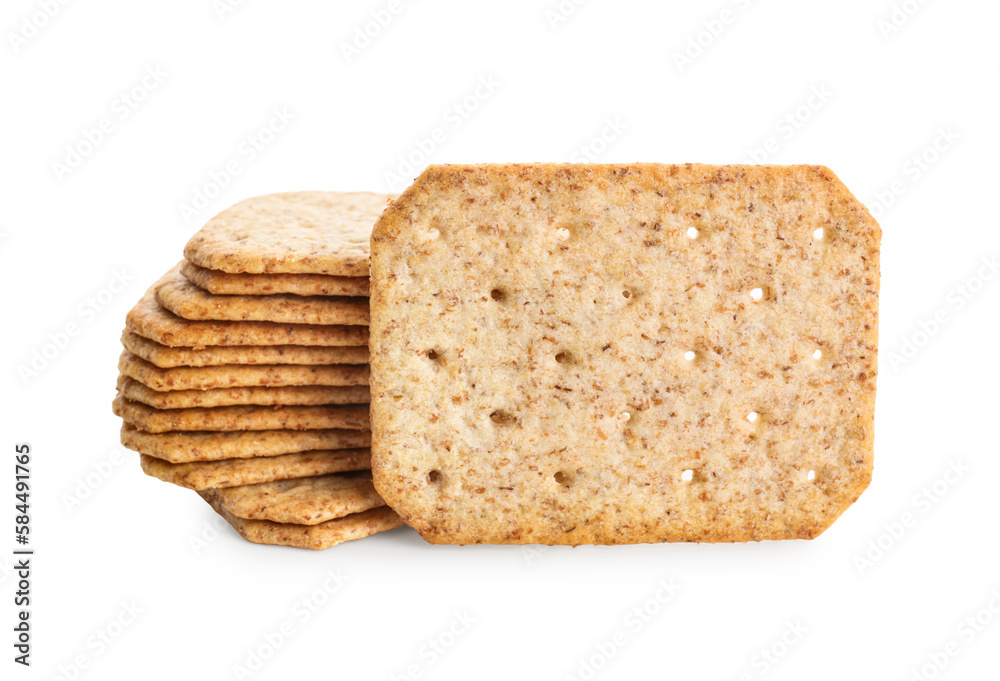 Tasty crackers isolated on white background