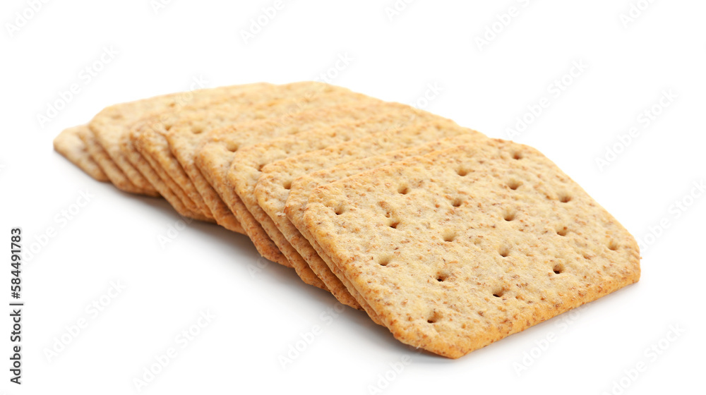 Tasty crackers isolated on white background